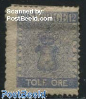 Delcampe - Sweden 1858 12o Ultramarin, Heavy Hinge, Stamp Out Of Set, Unused (hinged) - Ungebraucht