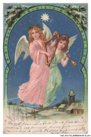 Delcampe - CAR-AFAP10-0451-FETES ET VOEUX - Anges - Trompette - Etoile - Paysage - Neujahr