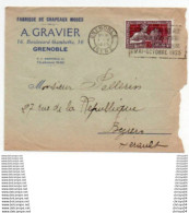 Delcampe - V7Sz  Enveloppe Timbrée Exposition Paris 1925 Fabrique Chapeaux A. Gravier Bd Gambetta à Grenoble - 1921-1960: Modern Period