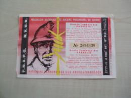Delcampe - Billet De Loterie Ancien 1968 FEDERATION NATIONALE DES ANCIENS PRISONNIERS DE GUERRE - Lotterielose