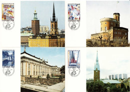 Delcampe - Suède - "Stockholmia'86" (III) - Tableaux De Peintres Suédois CM 1316/1319 (année 1985) - Maximumkarten (MC)