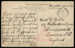 Delcampe - 1916 On Active Service, Two Items With Picture Postcard And Envelope, Both Bearing Triangular Censor Mkgs, Used From Pol - Cipro (...-1960)
