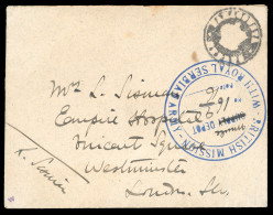 Delcampe - British Mission With The Royal Serbian Army – Mule Depot  1916 Envelope From Famagusta To London, Bearing The Intaglio C - Cipro (...-1960)
