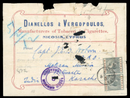 Delcampe - Lefkara & Nicosia Parcel Post Labels  Parcel-post Label Franked With KGV 12pi (2) And 2pi, Making A Total Franking Of 26 - Cipro (...-1960)