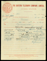 Delcampe - 1916–18 Eastern Telegraph Company: Two Cyprus Telegram Forms, Sent From Troodos And Limassol To Famagusta, Each Bearing - Cipro (...-1960)