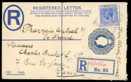 Delcampe - 1918 (13.9) Registered Envelope Size F Addressed To Paris, Franked KGV 2pi Tied Squared Circle LAPITHOS/CYPRUS Cds With - Cipro (...-1960)