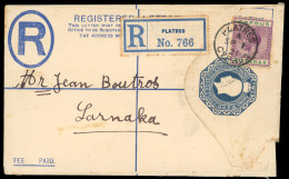 Delcampe - 1921 Two Items From Platres, Showing 2pi Size F Registered Envelope, Uprated With KGV 30pa, And 1d Postal Card To Vienna - Cipro (...-1960)