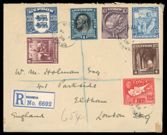 Delcampe - 1928 First Day Cover – Cyprus Pictorial Issue  1928 Registered First Day Cover Bearing A Part Set Of Nine King George V - Cipro (...-1960)
