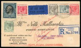 Delcampe - 1930–41 Airmail Usages. Attractive Selection Of Eight Flight Covers, Including The 1930 Hydroplane Service From Limassol - Cipro (...-1960)