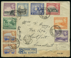 Delcampe - 1935–46 KGV & KGVI: Attractive Group Of Eight Covers Bearing A Variety Of Pictorial Issue Frankings, Including Airmail, - Cipro (...-1960)
