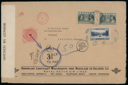 Delcampe - 1940 (24 Feb.) Large Censored Envelope Sent Via Nicosia To Larnaca, Bearing A Greek 1Dr Adhesive For Postage Together Wi - Cipro (...-1960)