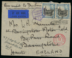 Delcampe - 1940 (23 Aug.) Censored Airmail Cover From Nicosia To England, Bearing A KGVI Pictorial 13½pi Franking, Tied By NICOSIA/ - Cipro (...-1960)