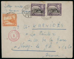 Delcampe - 1940 Censored Envelope From Lefkara To La Pointe, Noisy, France, Franked With KGVI Pictorial 2½pi, Tied By LEFKARA Doubl - Cipro (...-1960)