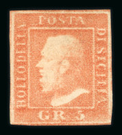 Delcampe - 1859 5 Gr. Plate II, Vermilion (vermiglio), Position 94, Showing The Stampa Smossa (slipped Printing) Variety. Fresh Unu - Sicile