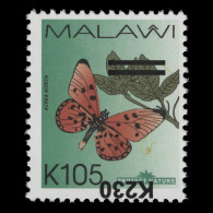 Delcampe - Malawi 2023 (Variety) K230/K105 Acraea Acrita With Inverted Surcharge - Malawi (1964-...)