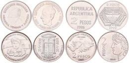 Delcampe - Argentina, Republic, Nice Lot With 4 Different Commemorative 2 Pesos Copper-Nickel Coins 1999, 2006, 2007 & 2010, Variou - Argentine