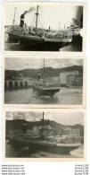 Delcampe - LOT 3 PHOTOS Photo Bateau Paquebot GOUVERNEUR GENERAL TIRMAN MARSEILLE Au Quai De PORT VENDRES 66 ( Départ Cambon ? ) - Boats