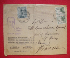 Delcampe - Guerre D'Espagne Enveloppe Guera Civil Saludo A Franco Arriba Espana Enveloppe De Morella Propagande 15.5x12.5cm - Documents