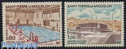 Delcampe - Saint Pierre And Miquelon 1973 Cultural Center 2v, Mint NH, Sport - Swimming - Schwimmen