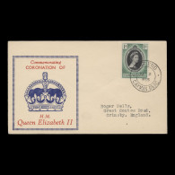 Delcampe - Cayman Islands 1953 (FDC) 1d Coronation, WEST END - Iles Caïmans