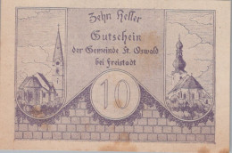Delcampe - 10 HELLER 1920 Stadt SANKT OSWALD BEI FREISTAD Oberösterreich Österreich #PE856 - Emissions Locales