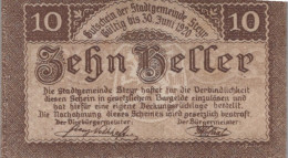 Delcampe - 10 HELLER 1920 Stadt STEYR Oberösterreich Österreich Notgeld Banknote #PE864 - Emissions Locales