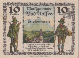 Delcampe - 10 HELLER 1920 Stadt BAD AUSSEE Styria Österreich Notgeld Banknote #PE851 - Emissions Locales