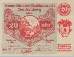 Delcampe - 20 HELLER 1920 Stadt SENFTENBERG Niedrigeren Österreich Notgeld #PE855 - Emissions Locales