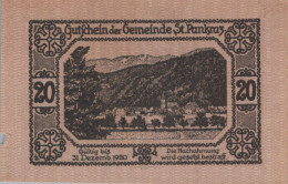 Delcampe - 20 HELLER 1920 Stadt SANKT PANKRAZ Oberösterreich Österreich Notgeld #PE818 - Emissions Locales