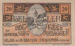 Delcampe - 20 HELLER 1920 Stadt ARDAGGER Niedrigeren Österreich Notgeld Banknote #PE794 - Emissions Locales