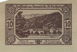 Delcampe - 10 HELLER 1920 Stadt SANKT PANKRAZ Oberösterreich Österreich Notgeld #PE770 - Emissions Locales