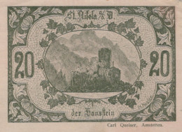 Delcampe - 20 HELLER 1920 Stadt SANKT NIKOLA AN DER DONAU Oberösterreich Österreich #PE777 - Emissions Locales