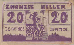 Delcampe - 20 HELLER 1920 Stadt SANDL Oberösterreich Österreich Notgeld Banknote #PE736 - Emissions Locales