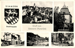 Delcampe - CPA Simmern Im Hunsrück, Bahnhof, Städt. Schwimmbad, Schinderhannesturm, Rottmann-Denkmal - Sonstige & Ohne Zuordnung