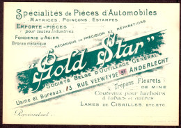 Delcampe - ANDERLECHT 1913 !!! Deco Carte Publicite " Gold Star - Specialites De Pieces D' Automobiles Rue Veeweyde " - Sonstige & Ohne Zuordnung