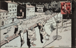 Delcampe - CPA Ballade De Nuit, Französische Soldaten Flüchten Aus Der Kaserne - Sonstige & Ohne Zuordnung