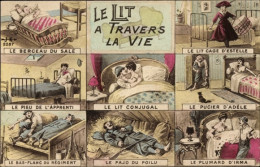 Delcampe - Artiste CPA Le Lit A Travers La Vie, Soldatenleben Von Kind Auf, Bett, Geliebte - Sonstige & Ohne Zuordnung