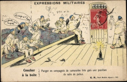 Delcampe - CPA Expressions Militaires, Schlafend An Der Loge - Sonstige & Ohne Zuordnung