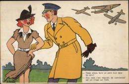 Delcampe - Artiste CPA Spahn, V., Französischer Soldat Mit Frau, Pilot, Flugzeuge - Sonstige & Ohne Zuordnung