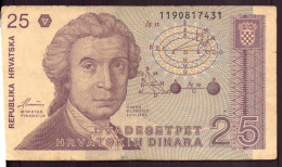 Delcampe - Billet De 25 Dinars Croates, Cathédrale De Zagreb, 1991 - Kroatien