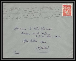 Delcampe - 5911 TYPE Iris N° 652 1944 JURA LONS L SAUNIER Pour L'Abbé Thomas Miribel Ain Lettre (cover) - 1939-44 Iris