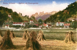 Delcampe - Rathen Saechsische Schweiz Blick Ueber Die Felder Mit Rosengarten Elbsandsteinge - Rathen