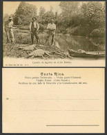 Delcampe - Costa Rica Old UB Postcard Lagartos, Lizards Lizard Hunt In Matina River Hunters - Costa Rica