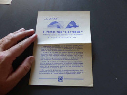 Delcampe - I-8556 , Document SNCF,  Exposition Electrama , Centre National Des Industries Et Des Techniques, PARIS, 12-28 Juin 1959 - Transports