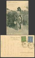 Delcampe - Chile 1c 5c 1908 Old Postcard Hunter W. Bow Arrow Indio Terra Del Fuego Costumes - Chili