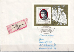 Delcampe - DDR GDR RDA - 200. Geb. Kleist (MiNr: Bl. 51) 1977 - FDC Gelaufen Als R-Brief - 1971-1980
