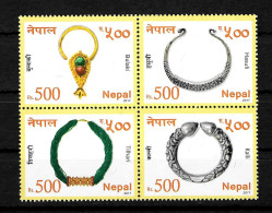 Delcampe - Nepal: Schmuck Ornamente: Hasuli, Bulaki, Tilhari, Kalli, Postfrisch 2017 - Nepal
