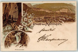 Delcampe - 3860 Meiringen 1898 Lithographie Aareschlucht Reichenbachfall - 13444295 - Meiringen