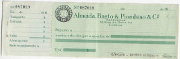 Delcampe - Portugal, Bank Check / Chèque Bancaire-BANCO ,BASTO &PIOMBINO & Cª - Chèques & Chèques De Voyage