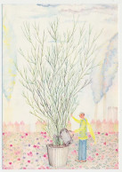Delcampe - CPSM 10.5 X 15 Illustrateur IVAN HOR  Jardinier Arrosant Un Arbre En Pot Au Milieu De Fleur Au Pied D'usines Cheminées - Hor